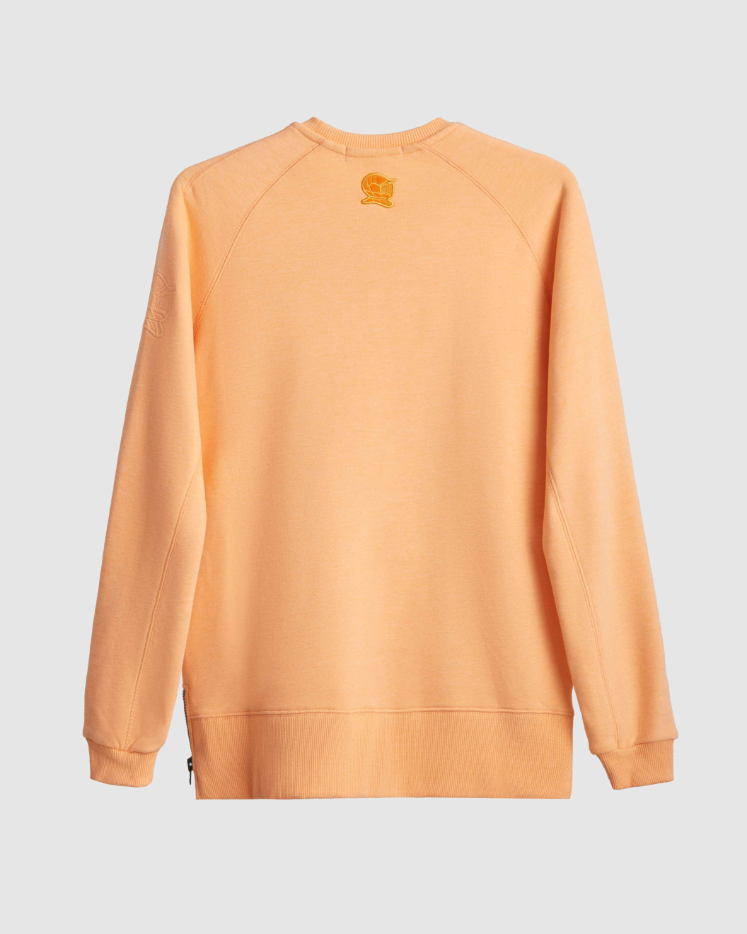 Men s Pastel Orange Loop Back Cotton Sweatshirt with Casual Society Embossed Micro Leather and Velvet Emroidery